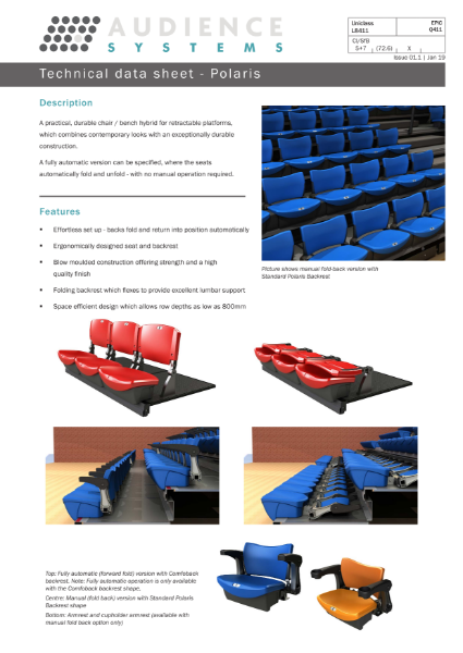 Polaris - Bench / Chair hybrid for retractable seating with automatic rise up