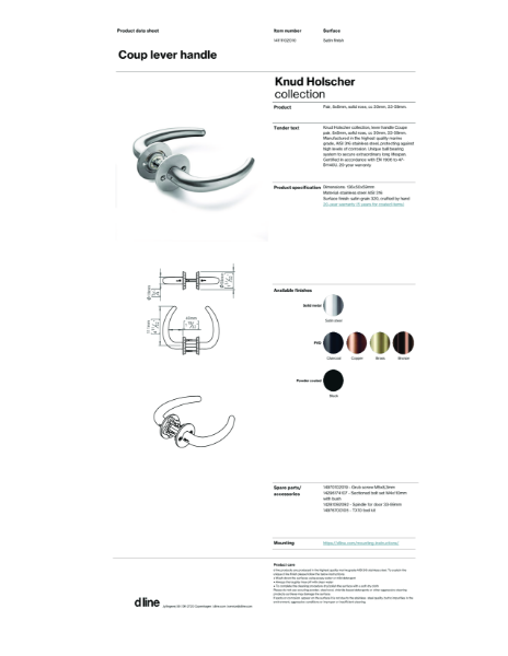 Coupé lever handle (data sheet)