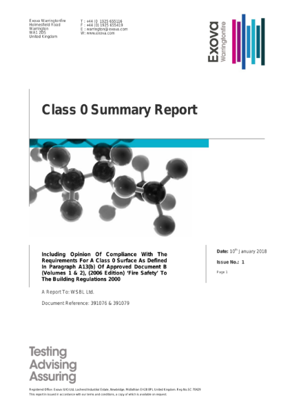 Class 'O' Summary Report Acousti-Lag 5/25