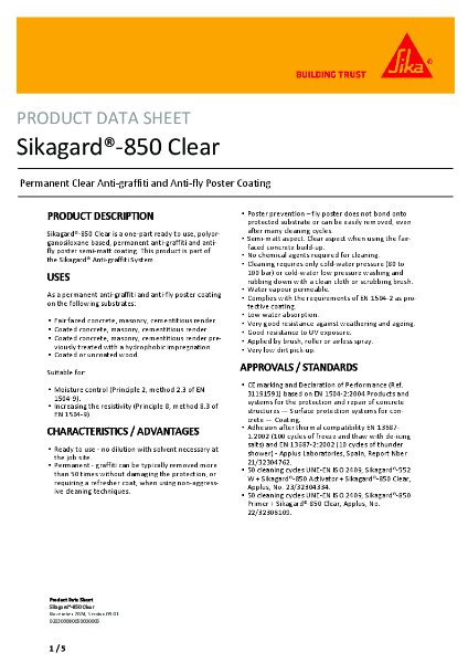 Sikagard®- 850 Clear - Product Data Sheet