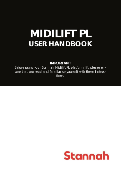 Stannah Midilift PL platform lift user handbook