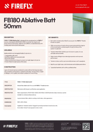 FIREFLY® FB180 50 mm Batt Datasheet