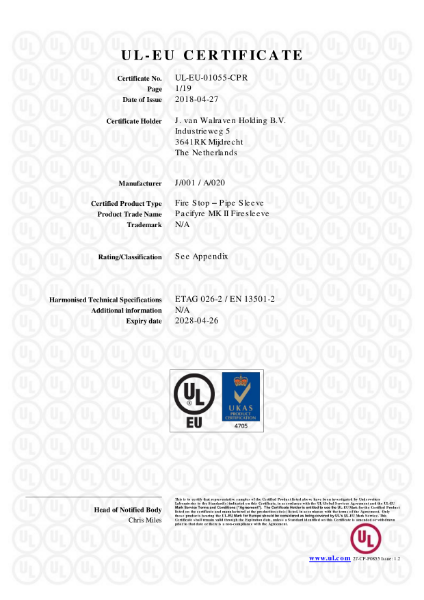 Pacifyre MK II UL Certificate 