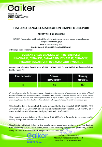 Reaction to Fire Junorapid