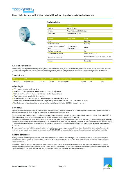Pro Clima Tescon Profil Technical Datasheet