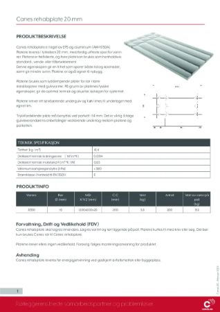Datablad Canes rehabplate 20mm