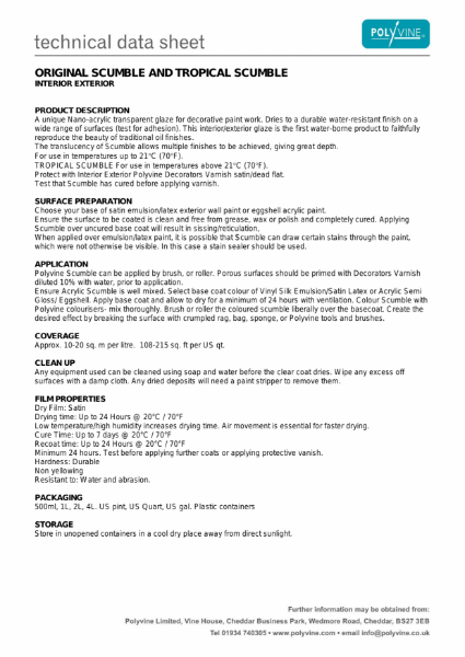 Original Scumble Technical Data Sheet