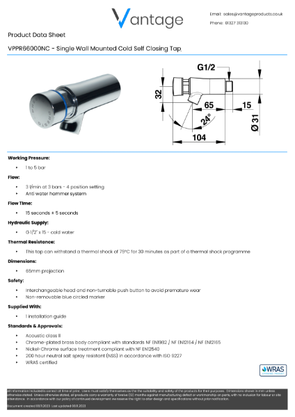 Product Data Sheet - VPPR66000NC