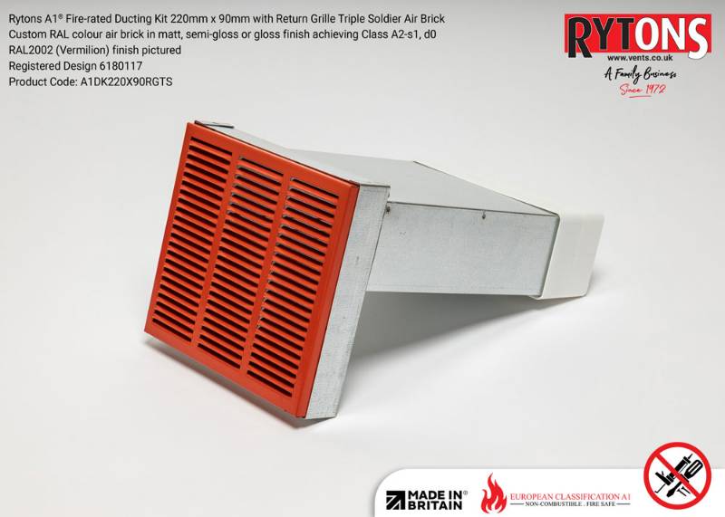 Rytons A1® Fire-rated Soldier Ducting Kit 220 x 90 mm with Triple Soldier Air Brick 