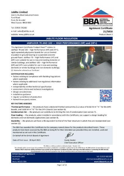 BBA Certificate - Jabfloor 70 HP