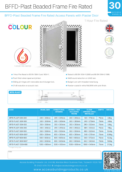 BFFD-Plast Beaded Frame Fire Rated