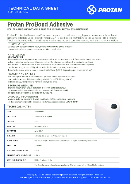 Protan (UK) Ltd ProBond Adhesive Technical Data Sheet - Roller Applied