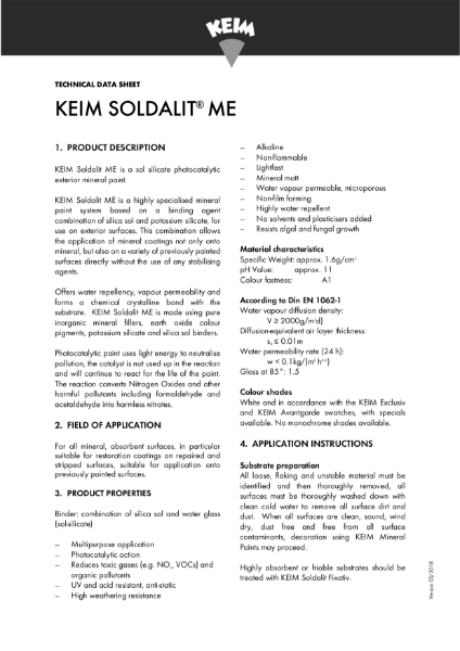 Keim Soldalit ME Technical Data Sheet