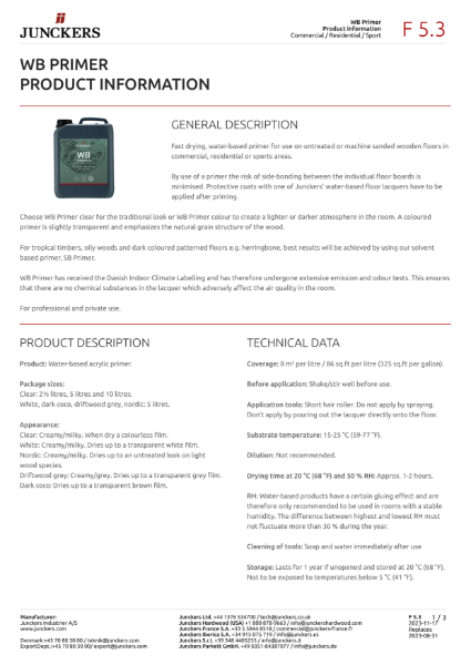 WB Primer Data sheet