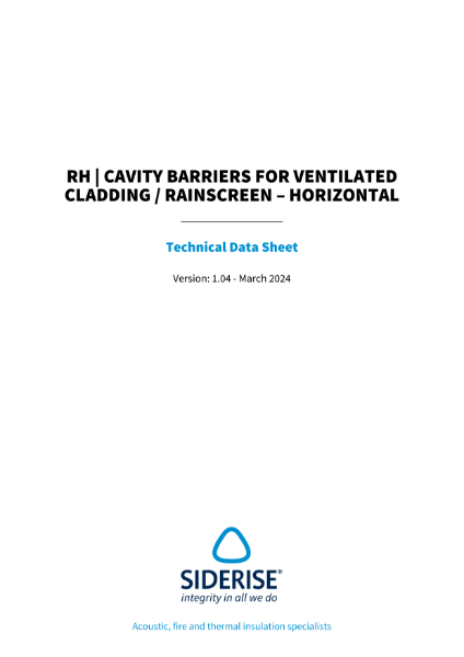 Siderise RH | Cavity Barriers for Ventilated Cladding / Rainscreen – Horizontal  – Technical Data