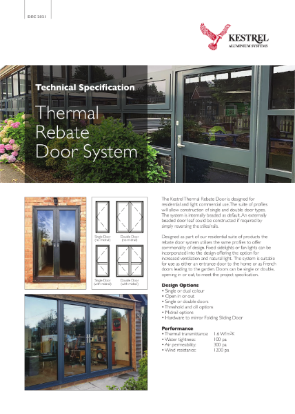 Datasheet Kestrel Thermal Rebate Door System