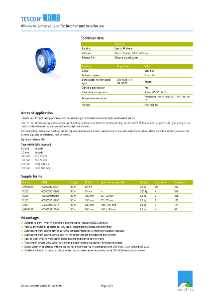 Tescon Vana Technical Datasheet