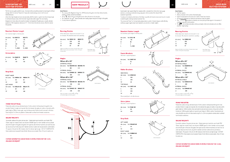 Specification Guide - Serpentine & Deep Run Gutter