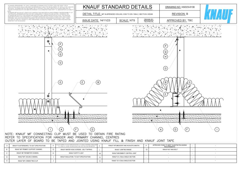 Knauf Standard Details - (EI30) MF Suspended Ceiling