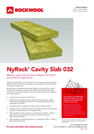 NyRock Cavity Slab 032 Data Sheet