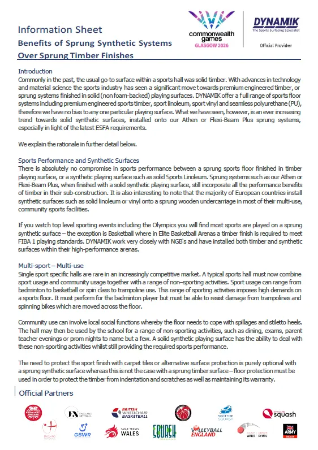 Benefits of Sprung Synthetic Finishes over Sprung Timber Finishes