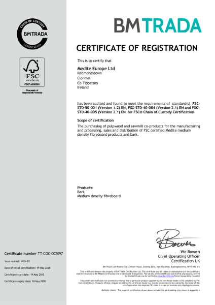 Medite Europe Ltd FSC Certificate 2015