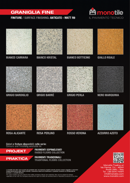 MonoTile - Terrazzo Raised Floor Colour Chart