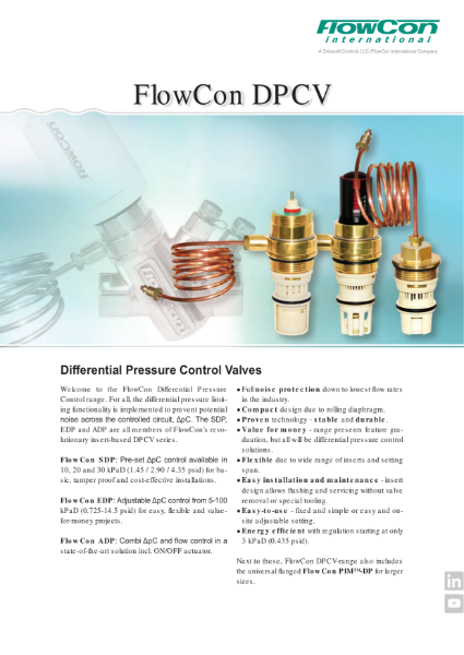 FlowCon Differential Pressure Control Valve Range