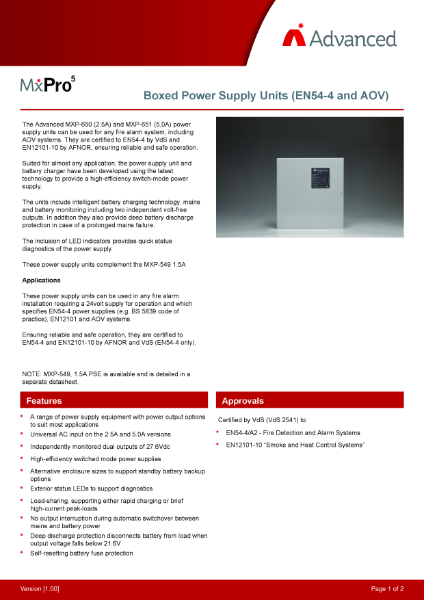 Boxed power supply units 2.5A and 5.0A Datasheet