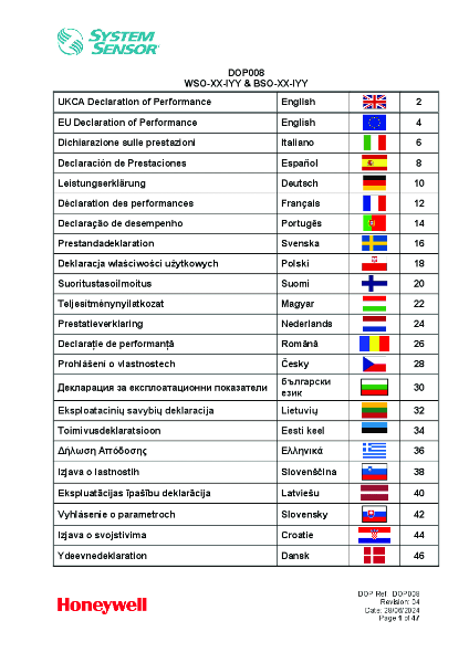 WSO-PR-IO2 / WSO-PP-IO2 EN54 Declaration of Performance