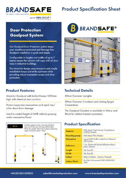 Door Protection Goalpost System - Brandsafe Spec Sheet