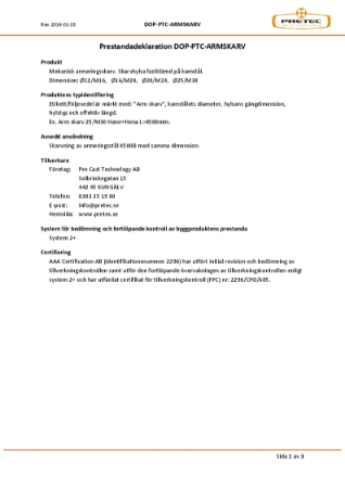 DoP ptc - armeringsskarv