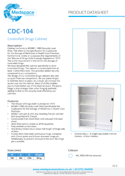 CDC-104 - Controlled Drugs Cabinet