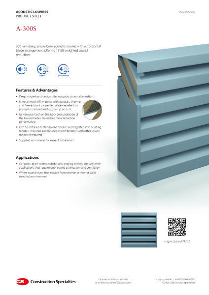 CS A-300S Acoustic Louvre Product Sheet (02.25)