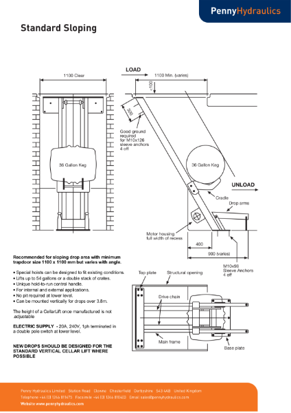 Standard Sloping CellarLift Technical Data Sheet