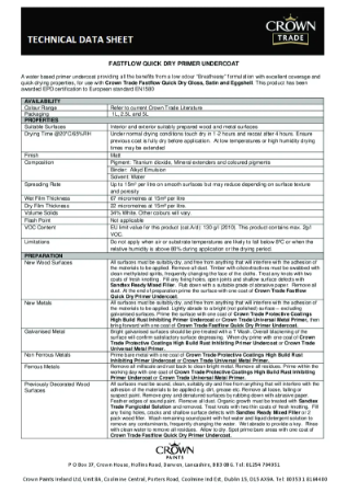 Fastflow QD Primer U/C Technical Data Sheet