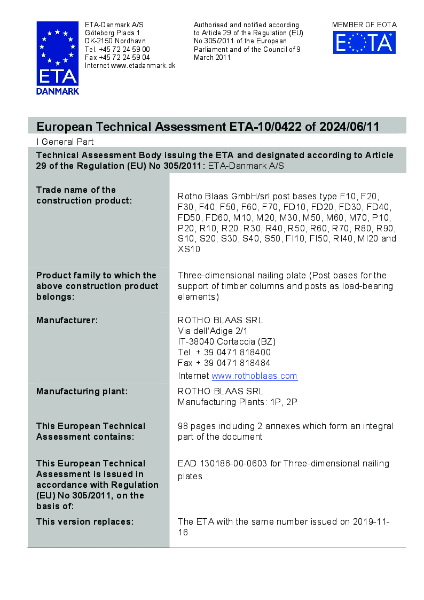 European Technical Assessment (ETA)