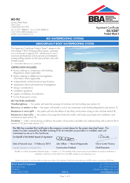 ARMOURPLAN P ROOF WATERPROOFING SYSTEM