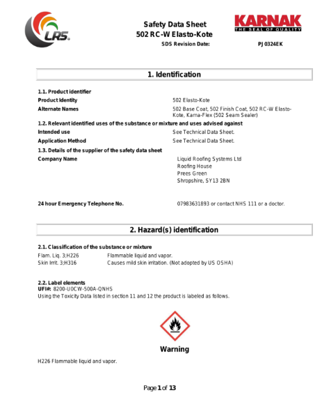 MSDS - Elasto-Kote
