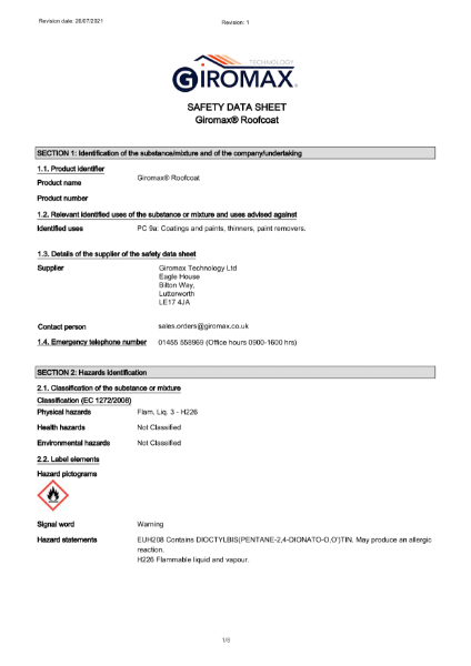 Giromax® Roofcoat - Safety Data Sheet