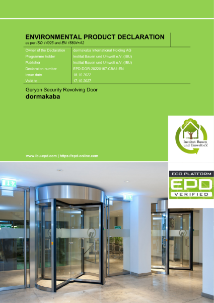 Environmental Product Declaration Geryon Security Revolving Door