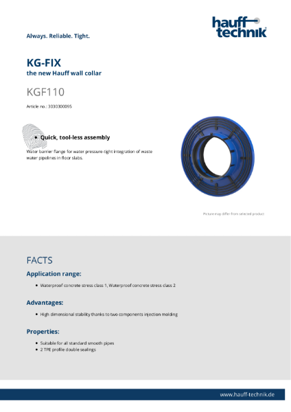 KG-FIX Wall Collar - Technical Data Sheet