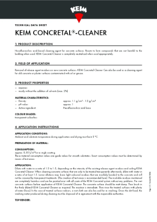Keim Concrete Cleaner Technical Data Sheet