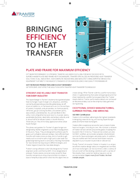 Superchanger- plate and frame heat exchanger