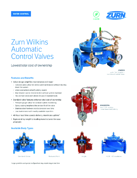 Wilkins Automatic Control Valves Flyer