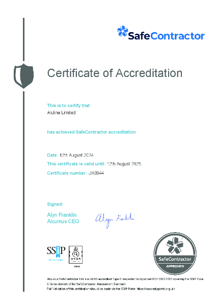 Safe Contractor Certificate of Accreditation