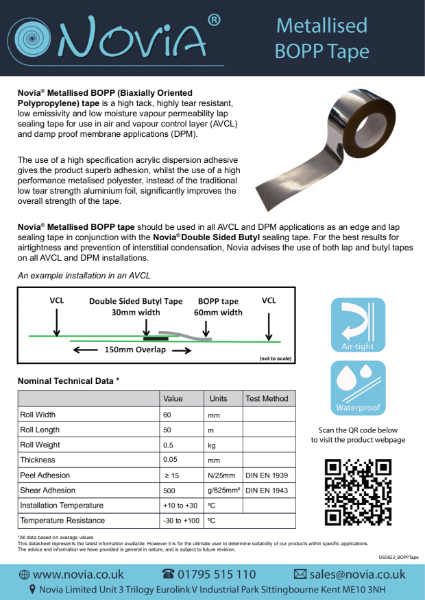 Novia Metallised BOPP Overlap tape