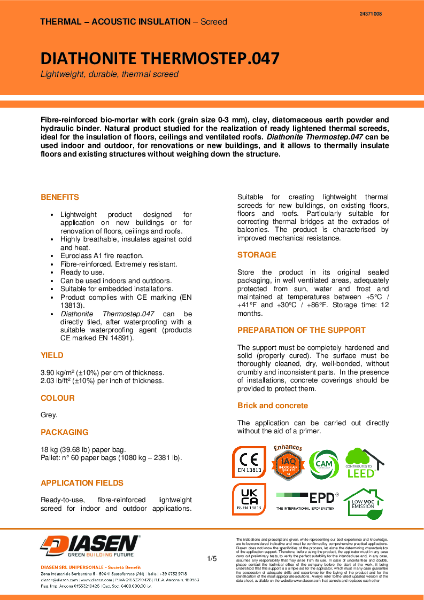 Diasen Diathonite Thermostep.047 Technical Datasheet