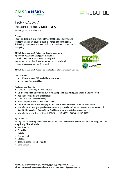 REGUPOL sonus multi 4.5 (REGUPOL 4515 Multi 4.5mm) - TD-en-UK Release 30 10 2025