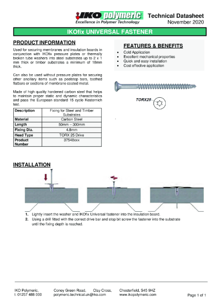 Technical Data Sheet (TDS) - IKOfix Universal Fasteners